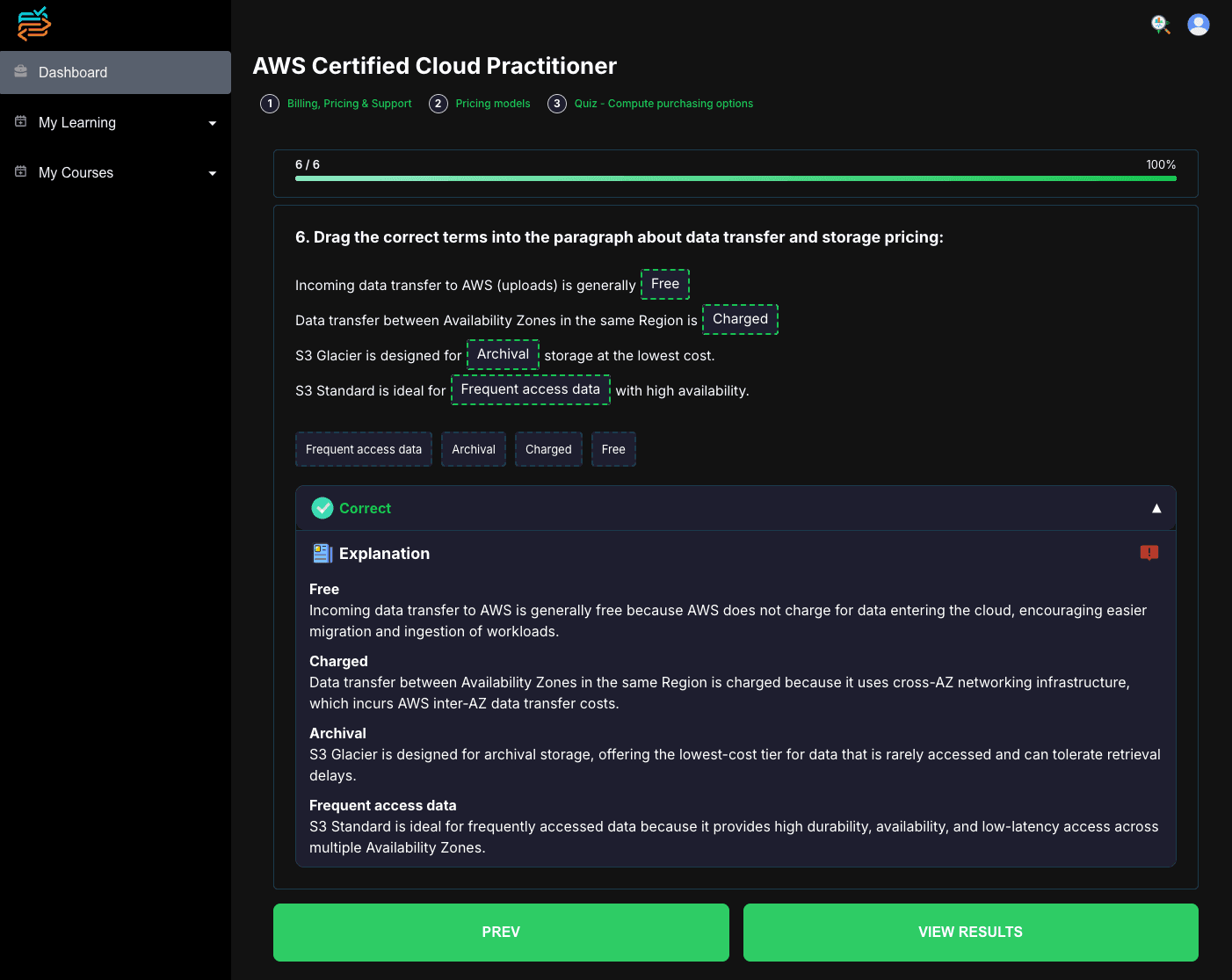 FullStackInterview drag and drop question and answer review screenshot
