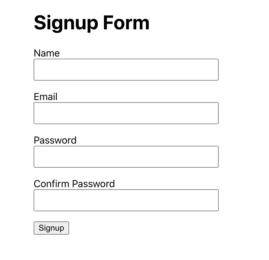 Figure 3: React Js signup form