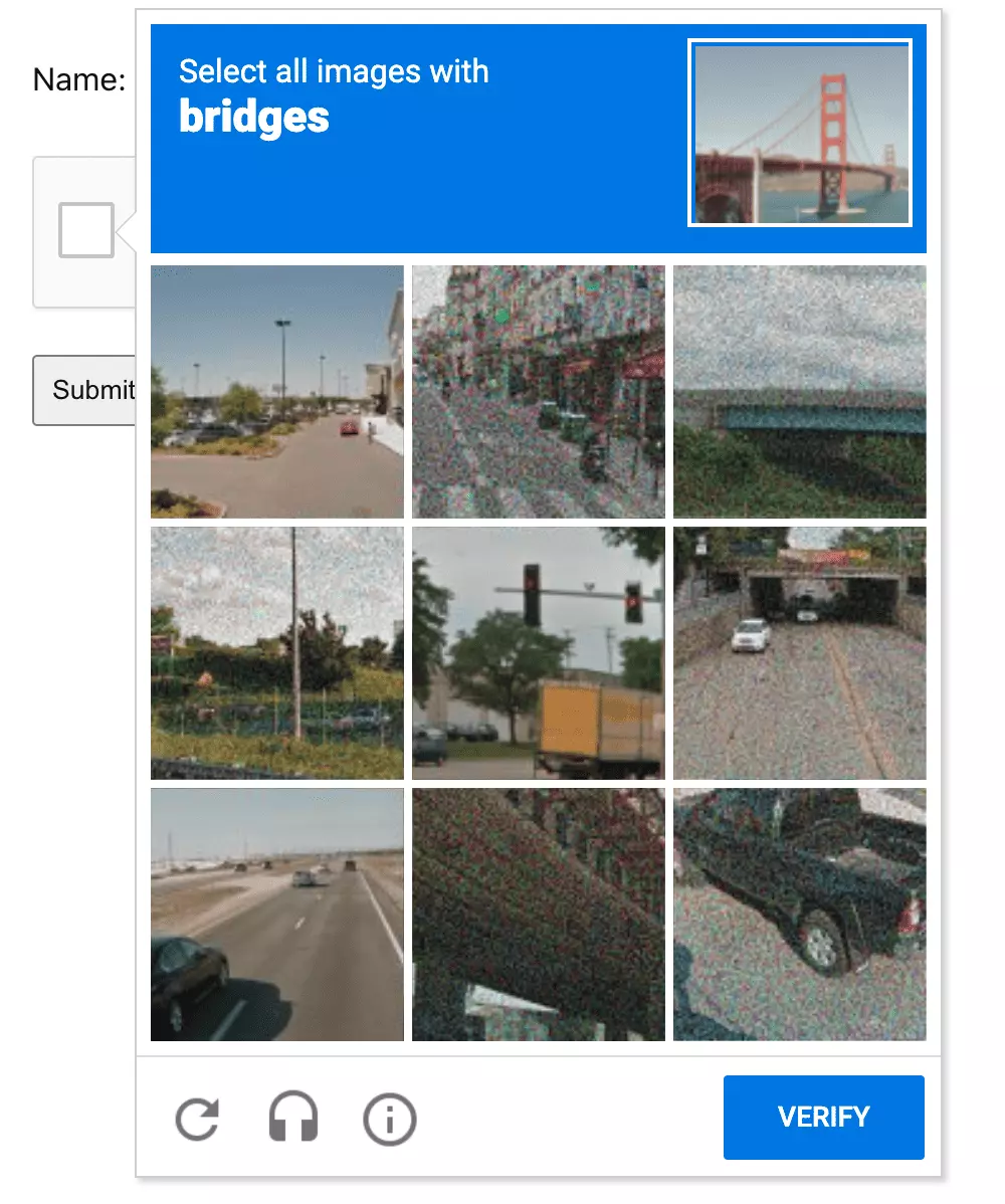 Figure 2: Google reCaptcha validation