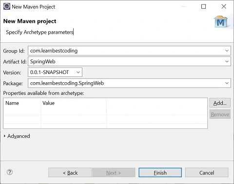 Figure 4 : Maven Group Id and Artifact Id