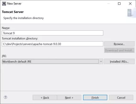 Figure 12: Server location and JDK installation