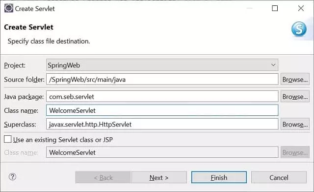 Figure 8 : Servlet name and package