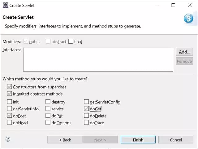 Figure 10 : Servlet methods