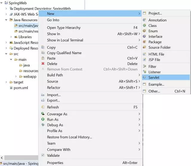 Figure 7 : Creating a servlet
