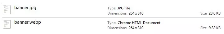 Figure 1 : WebP vs jpg WebP is significantly smaller in size