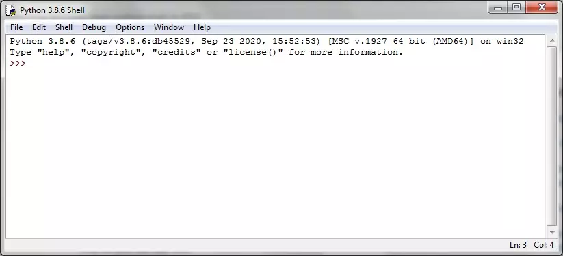 Figure 2 : Python Idle console - Windows