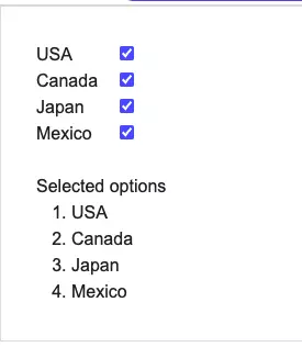Figure 6: React controlled checkboxes group