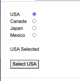 Figure 4: React controlled radio button example