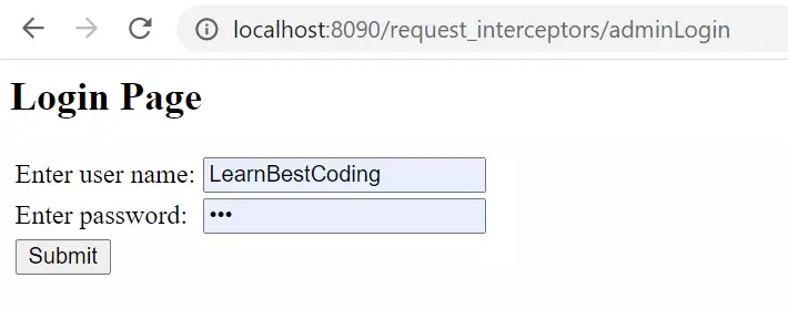 Figure : Login page (not intercepted)