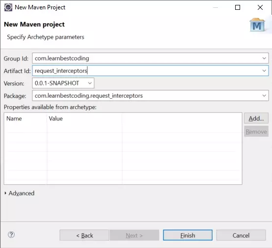 Figure : Select maven artifact id