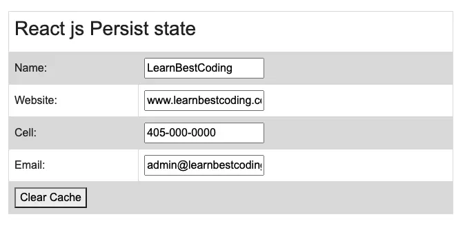 Figure 1: How to persist state values after page refresh in React JS