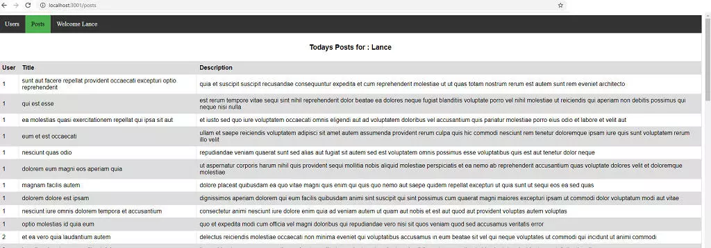 Figure 7 : Posts page view after login