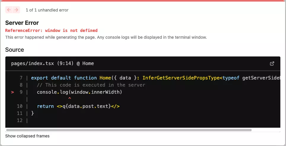 Figure 1 : Fix for Next.js ReferenceError window is not defined