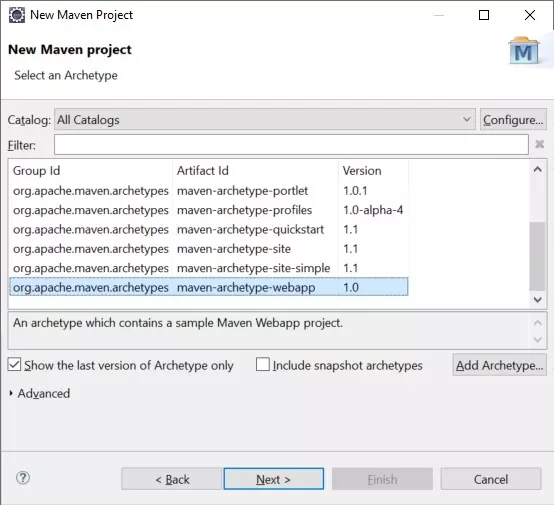 Figure : Select maven webapp