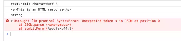Figure 1 : Unexpected token < in JSON error