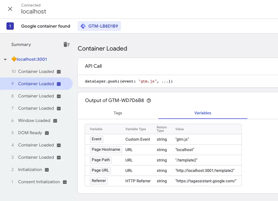 Figure 6 : Analytics data on GTM console